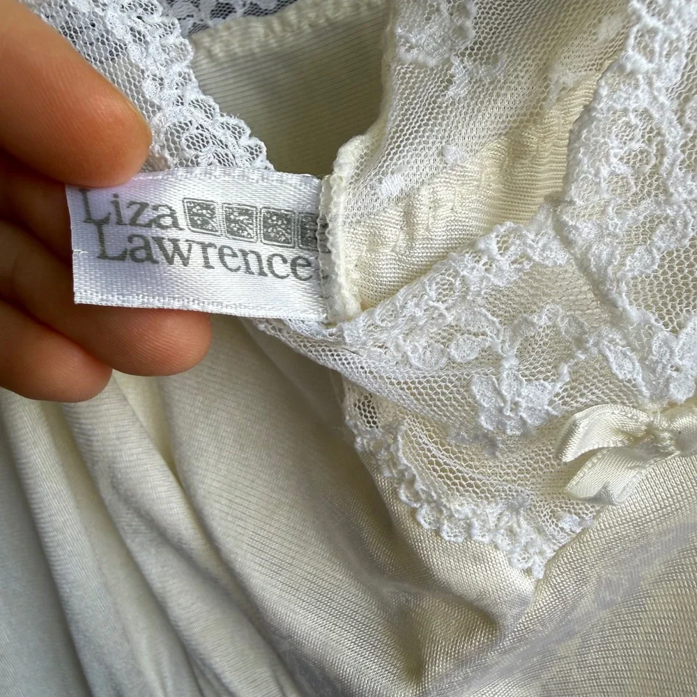 Vintage‎ Liza Lawrence White Lace Trim Full Slip Nightgown Size XL